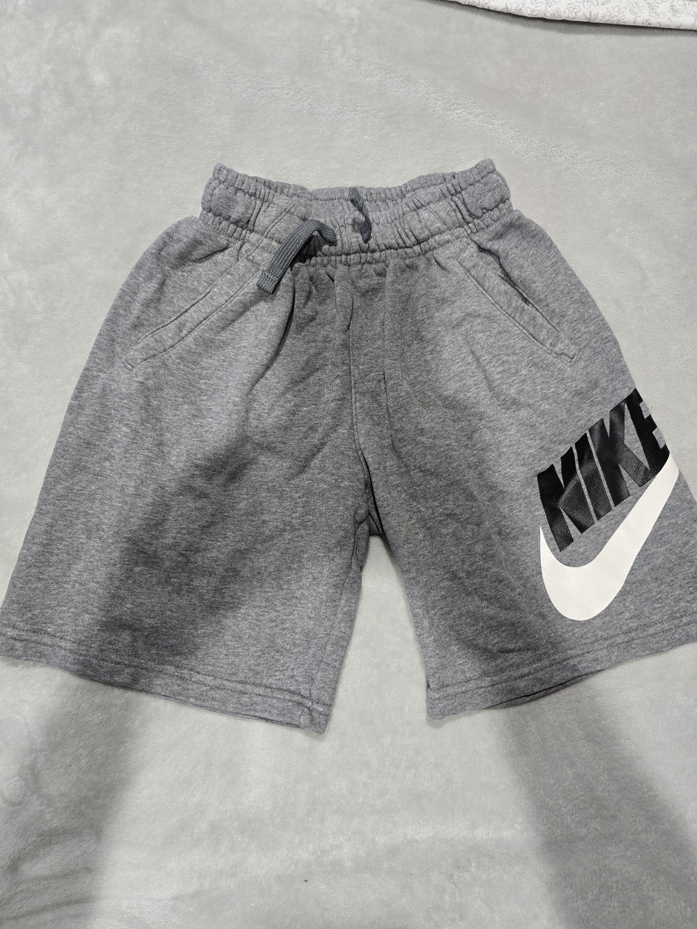 Nike Gray Boys' Logo Shorts with White Swoosh